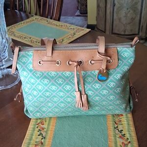 Dooney & Bourke Mint Green and Tan Leather Shoulder Bag